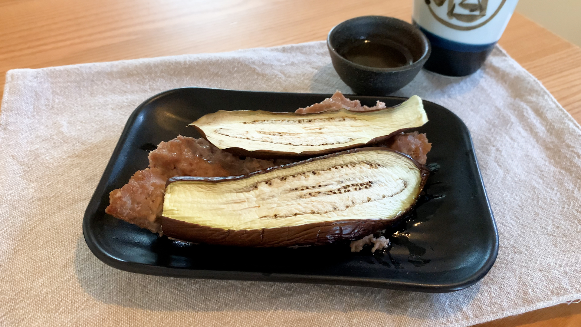 ナスの豚ミンチ重ね焼き